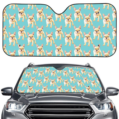 Watercolor French Bulldog Puppy Print Car Windshield Sun Shade