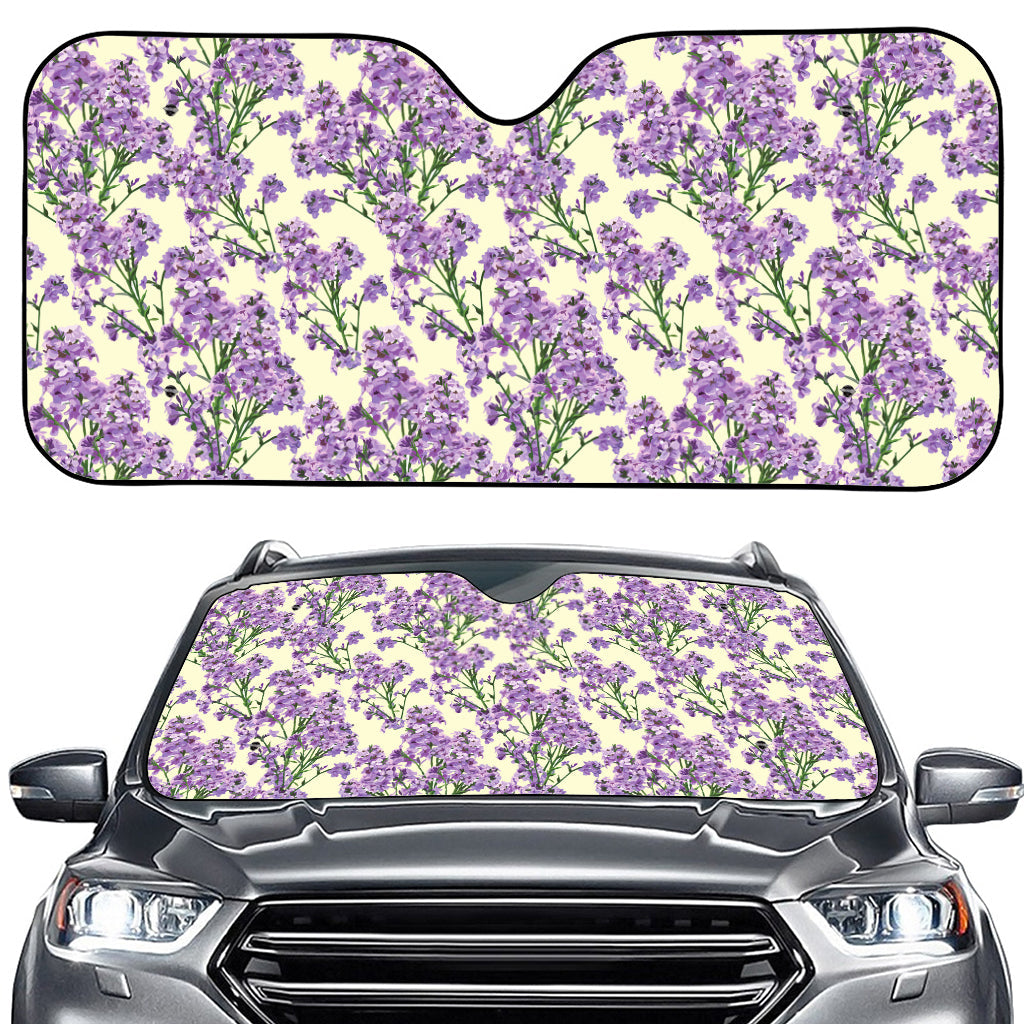 Watercolor Lavender Pattern Print Car Windshield Sun Shade