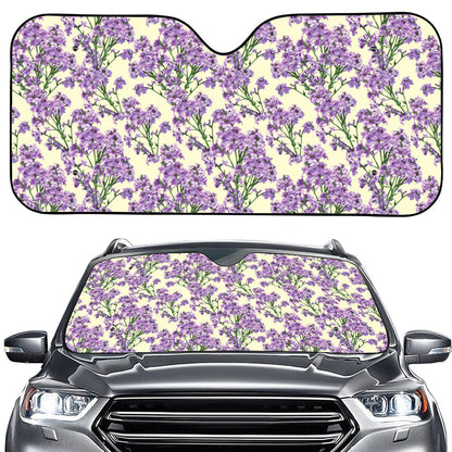 Watercolor Lavender Pattern Print Car Windshield Sun Shade