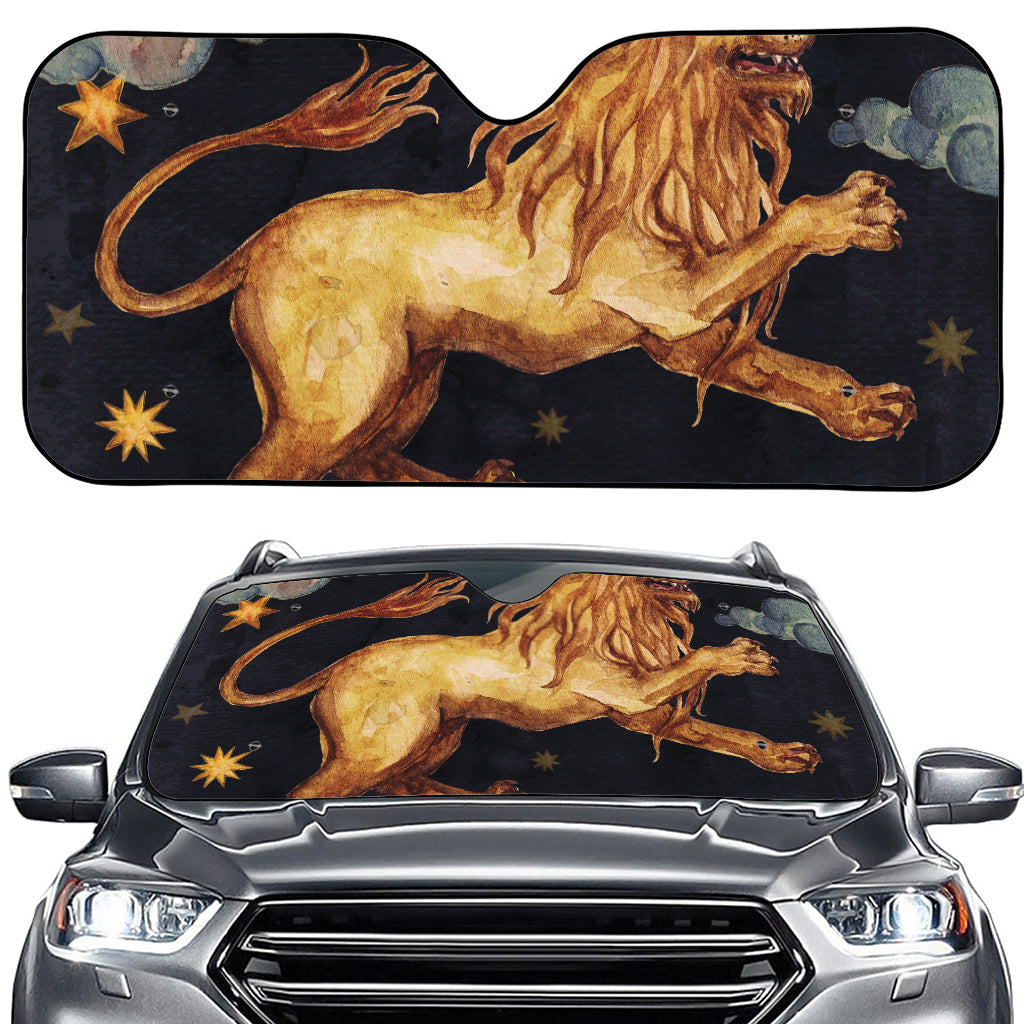 Watercolor Leo Zodiac Sign Print Car Windshield Sun Shade