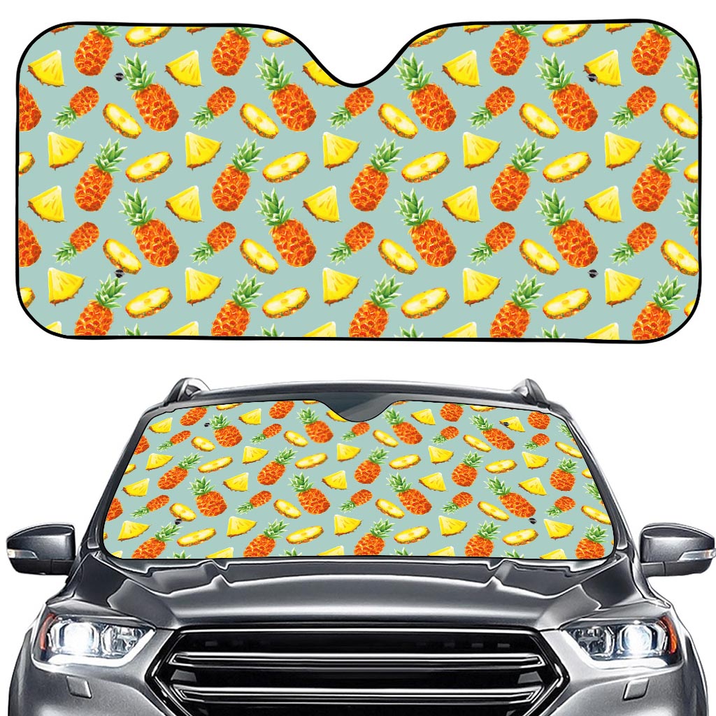 Watercolor Pineapple Pattern Print Car Windshield Sun Shade