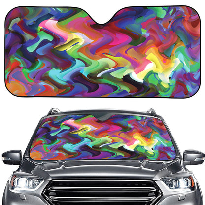 Watercolor Psychedelic Print Car Windshield Sun Shade