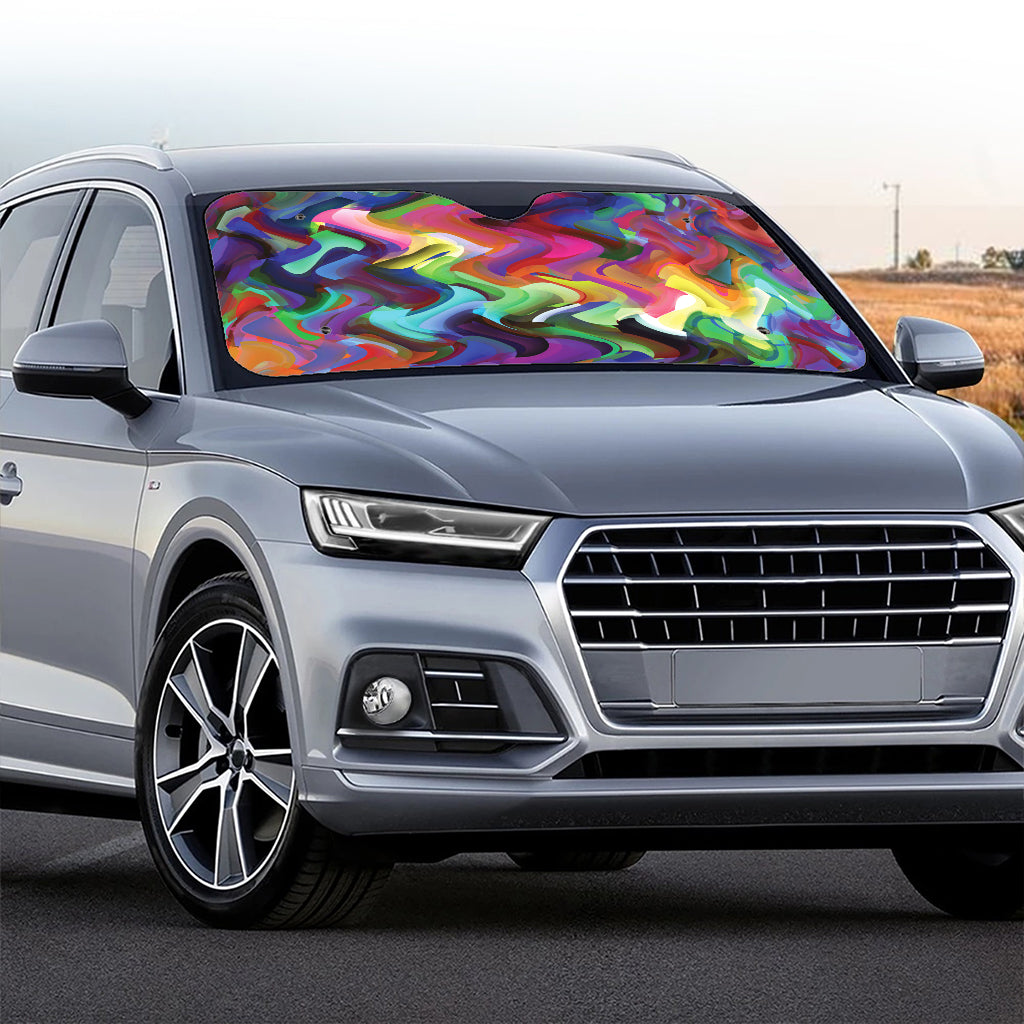 Watercolor Psychedelic Print Car Windshield Sun Shade