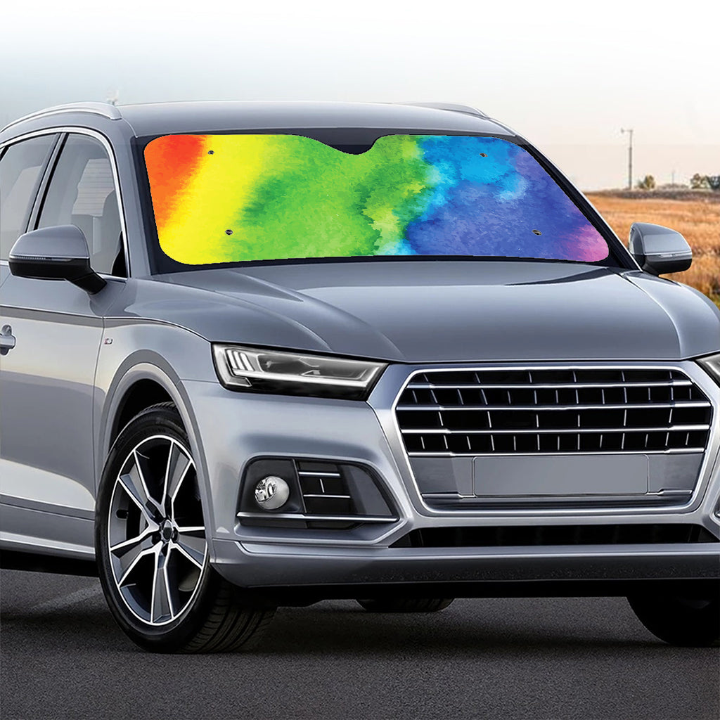 Watercolor Rainbow LGBT Pride Print Car Windshield Sun Shade