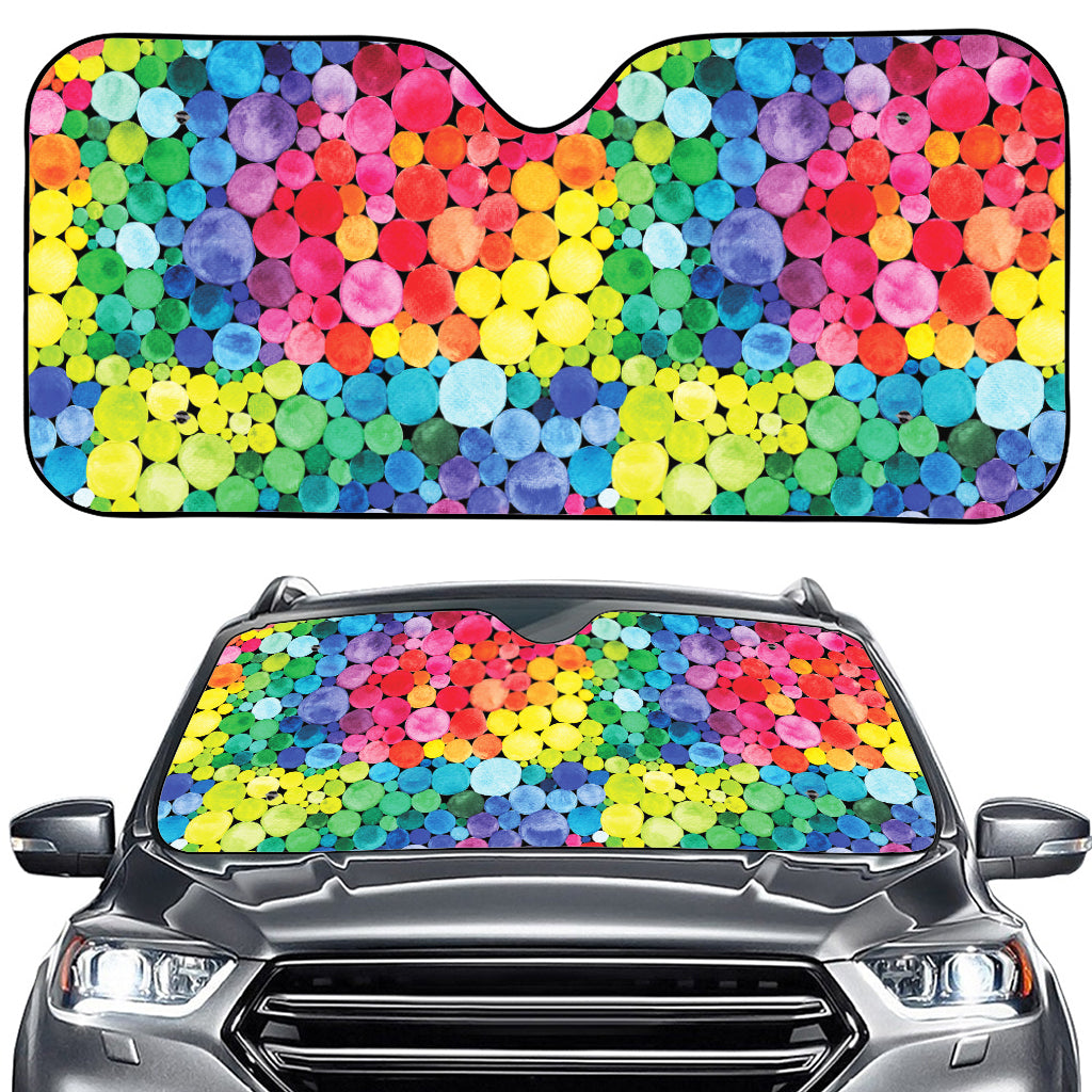 Watercolor Rainbow Pattern Print Car Windshield Sun Shade