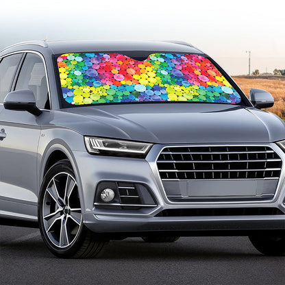 Watercolor Rainbow Pattern Print Car Windshield Sun Shade