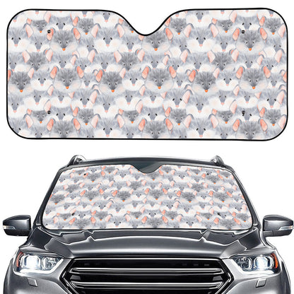 Watercolor Rat Pattern Print Car Windshield Sun Shade