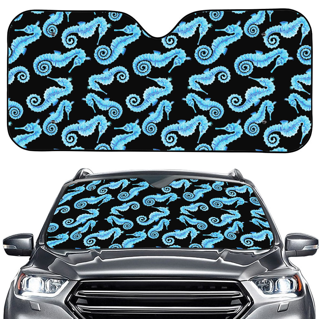 Watercolor Seahorse Pattern Print Car Windshield Sun Shade