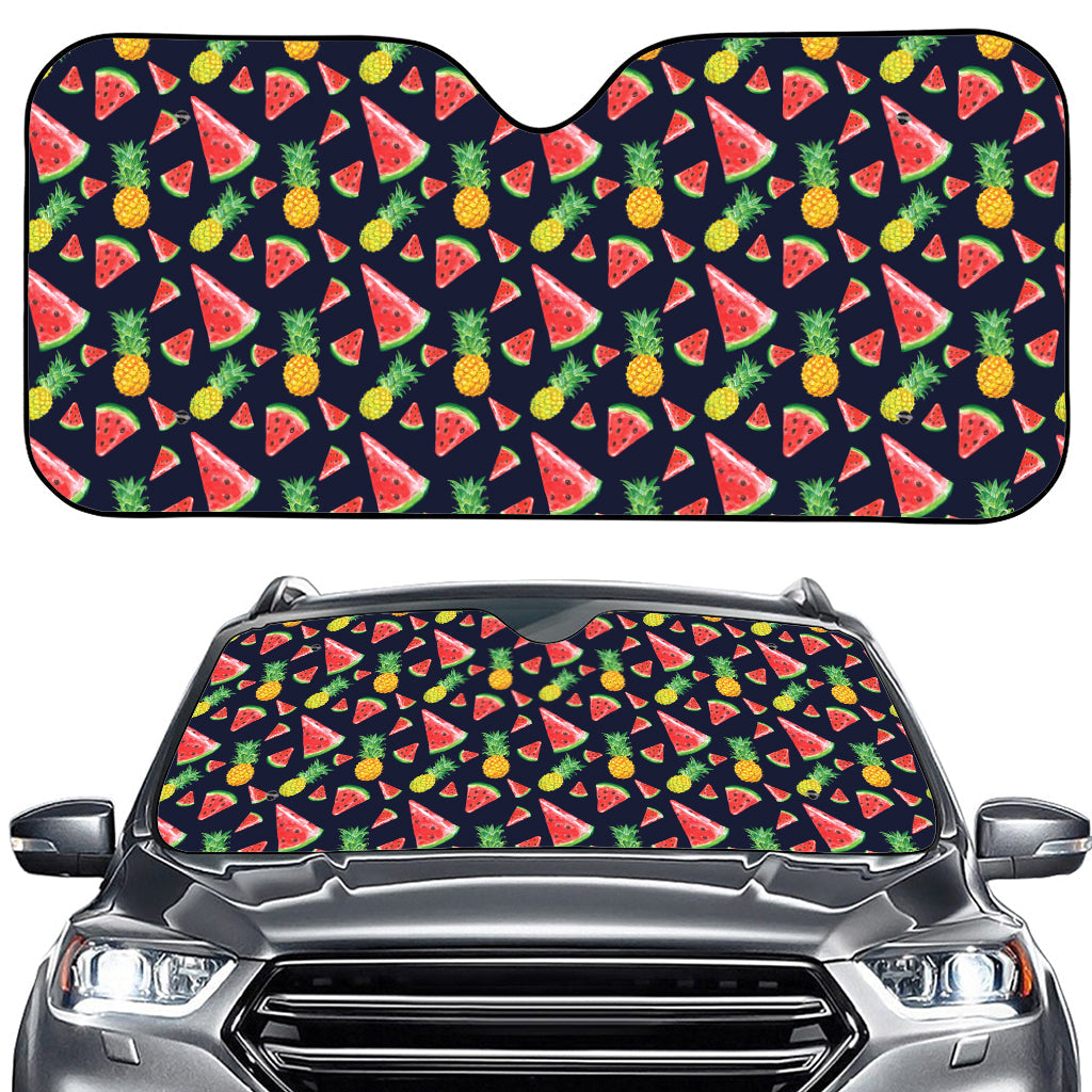 Watercolor Tropical Pattern Print Car Windshield Sun Shade