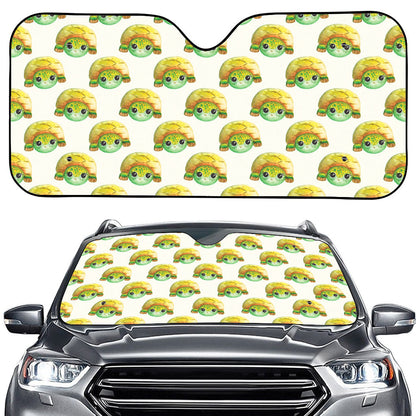 Watercolor Turtle Pattern Print Car Windshield Sun Shade