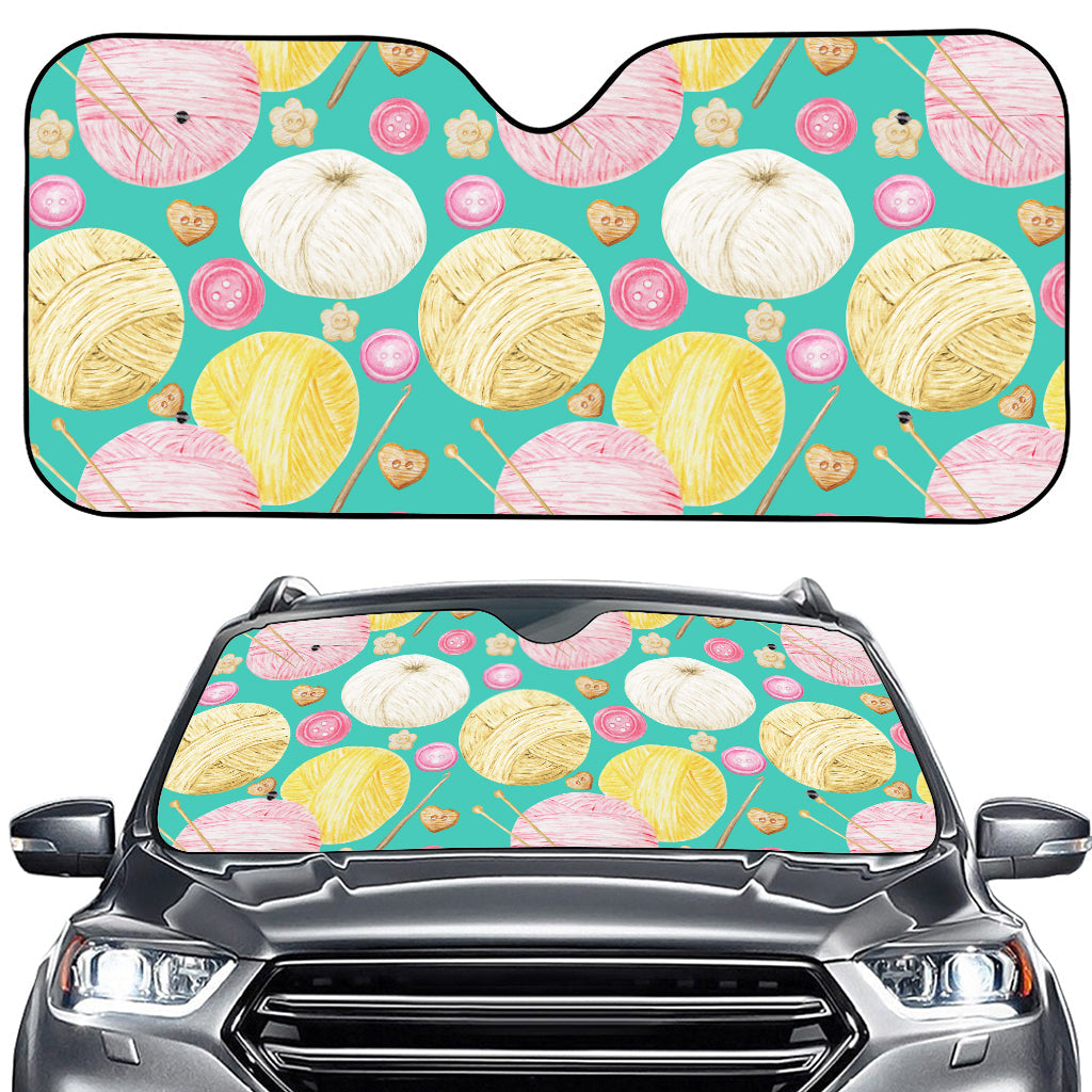 Watercolor Yarn Pattern Print Car Windshield Sun Shade