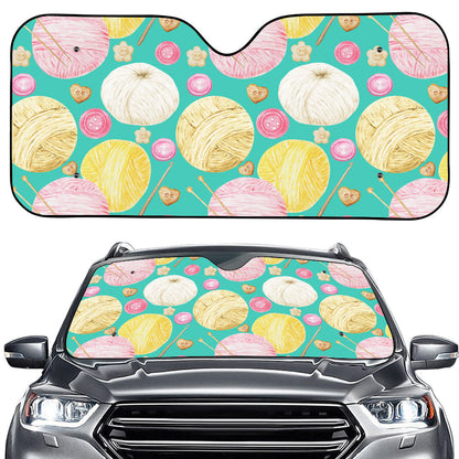 Watercolor Yarn Pattern Print Car Windshield Sun Shade