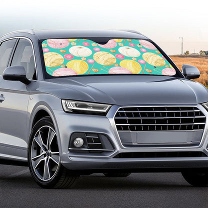 Watercolor Yarn Pattern Print Car Windshield Sun Shade