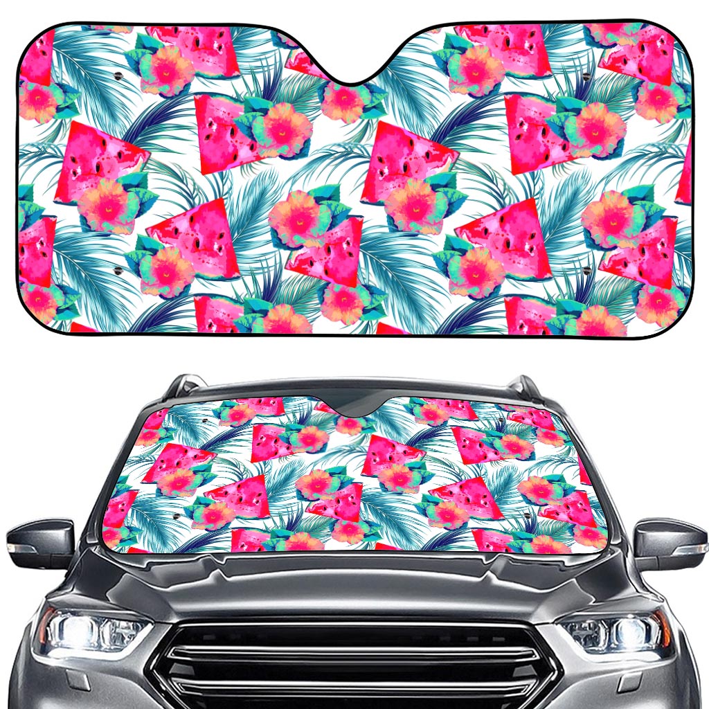Watermelon Teal Hawaiian Pattern Print Car Windshield Sun Shade