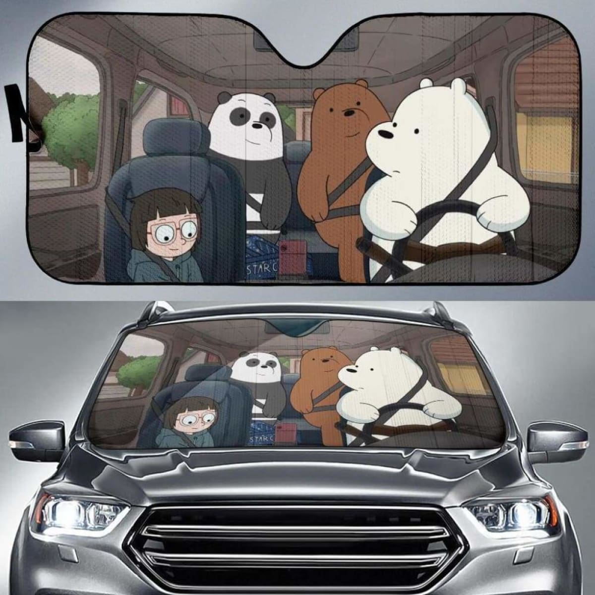 We Bare Bear Auto Sun Shades 1 918b Universal Fit