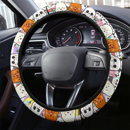 We Bare Bear Chibi Premium Car Steering Wheel Cover