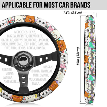 We Bare Bear Chibi Premium Car Steering Wheel Cover