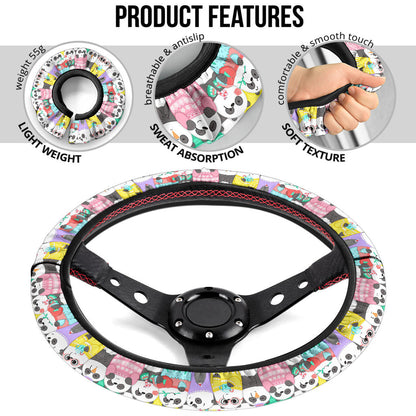 We Bare Bears Cute Premium Car Steering Wheel Cover