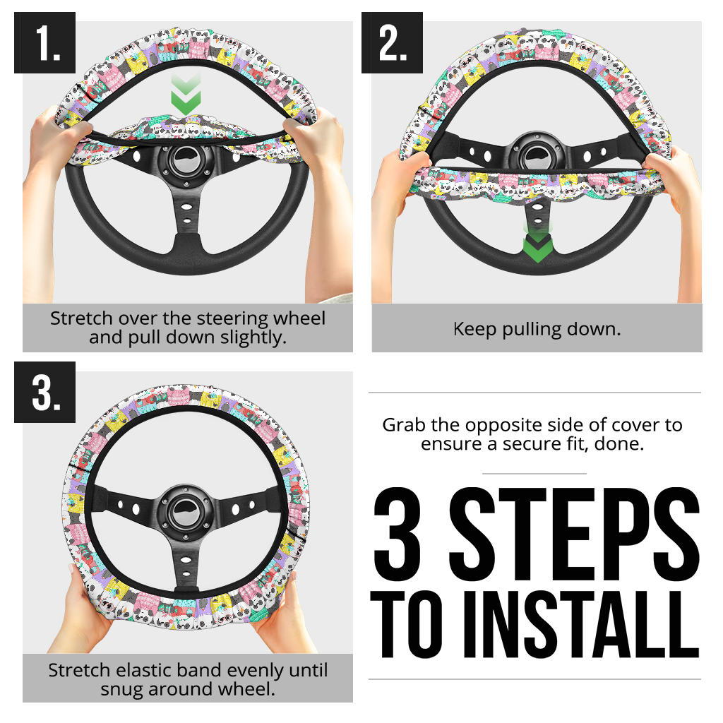 We Bare Bears Cute Premium Car Steering Wheel Cover
