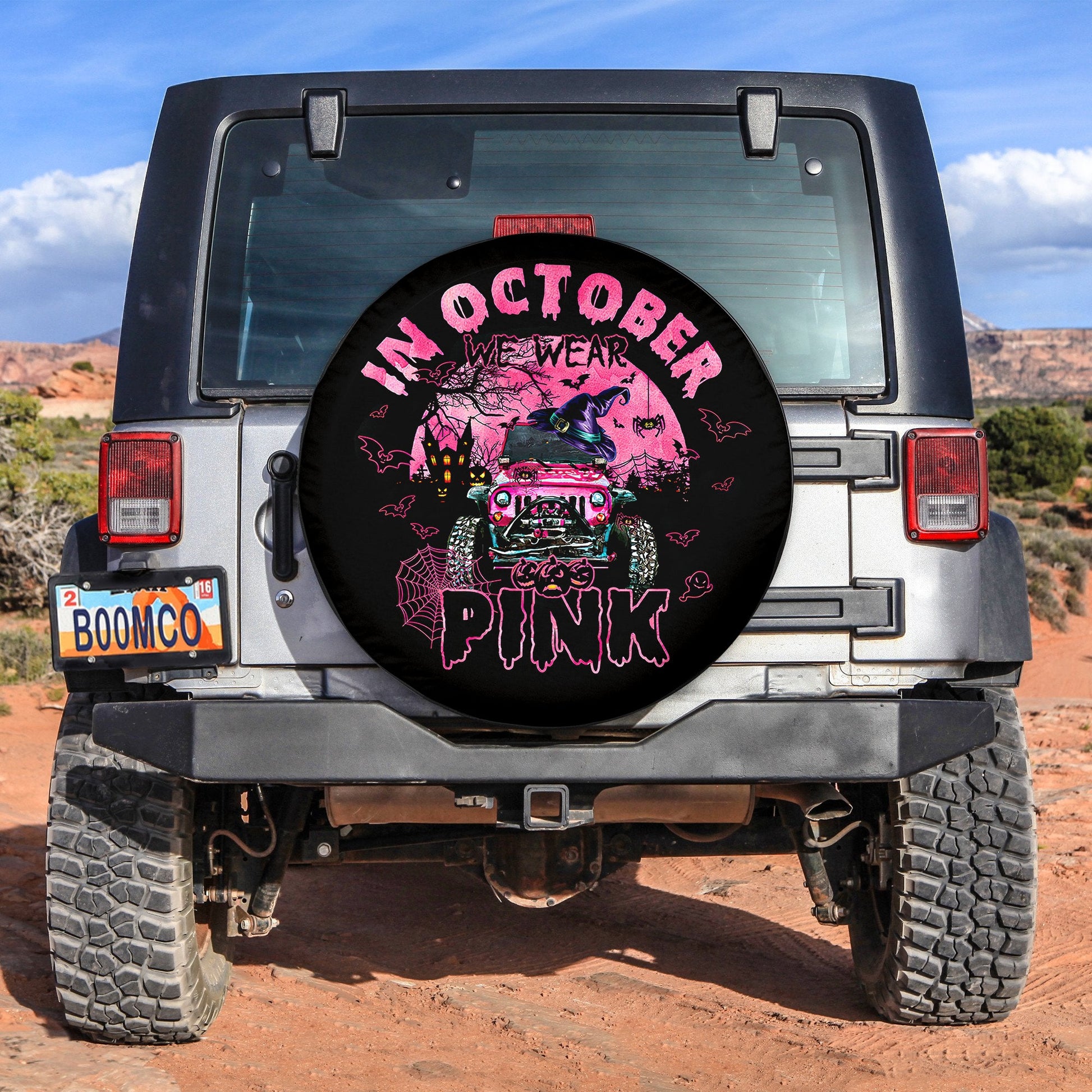 We Wear Pink Octorber Car Spare Tire Cover
