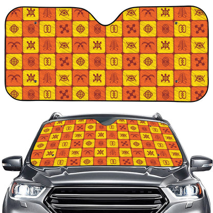 West Adinkra Symbols Pattern Print Car Windshield Sun Shade