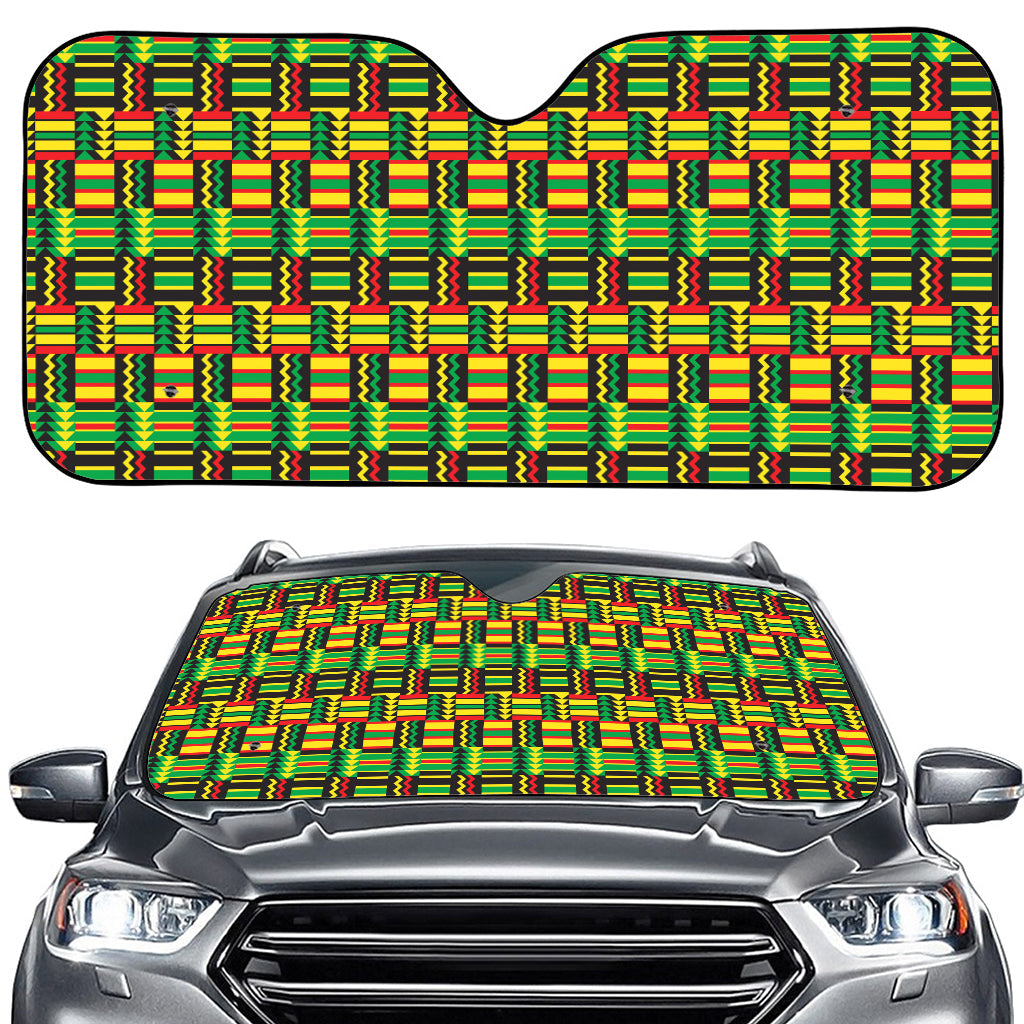 West African Kente Tribal Pattern Print Car Windshield Sun Shade