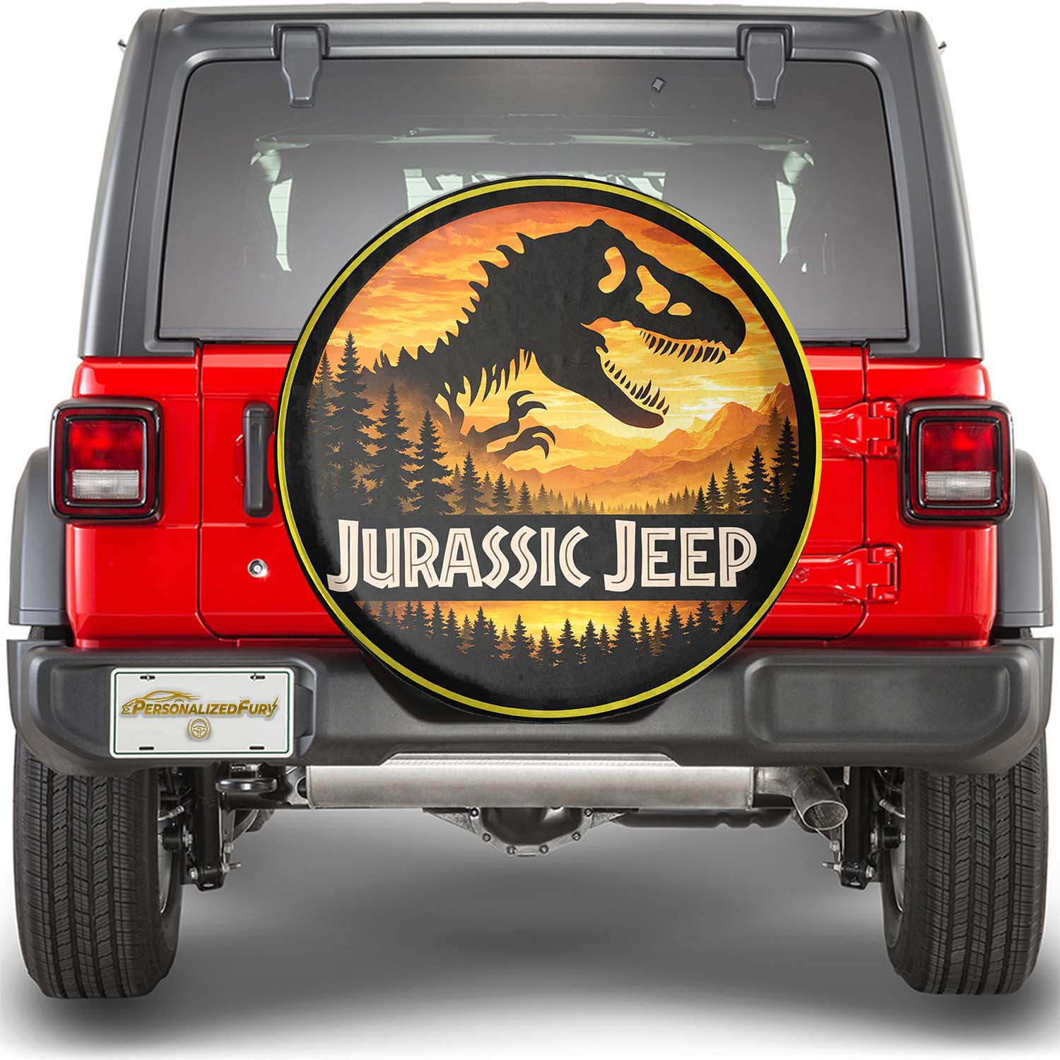 Wheel Cover Leather Spare Tire Cover – Jurassic Park Theme - Image 1