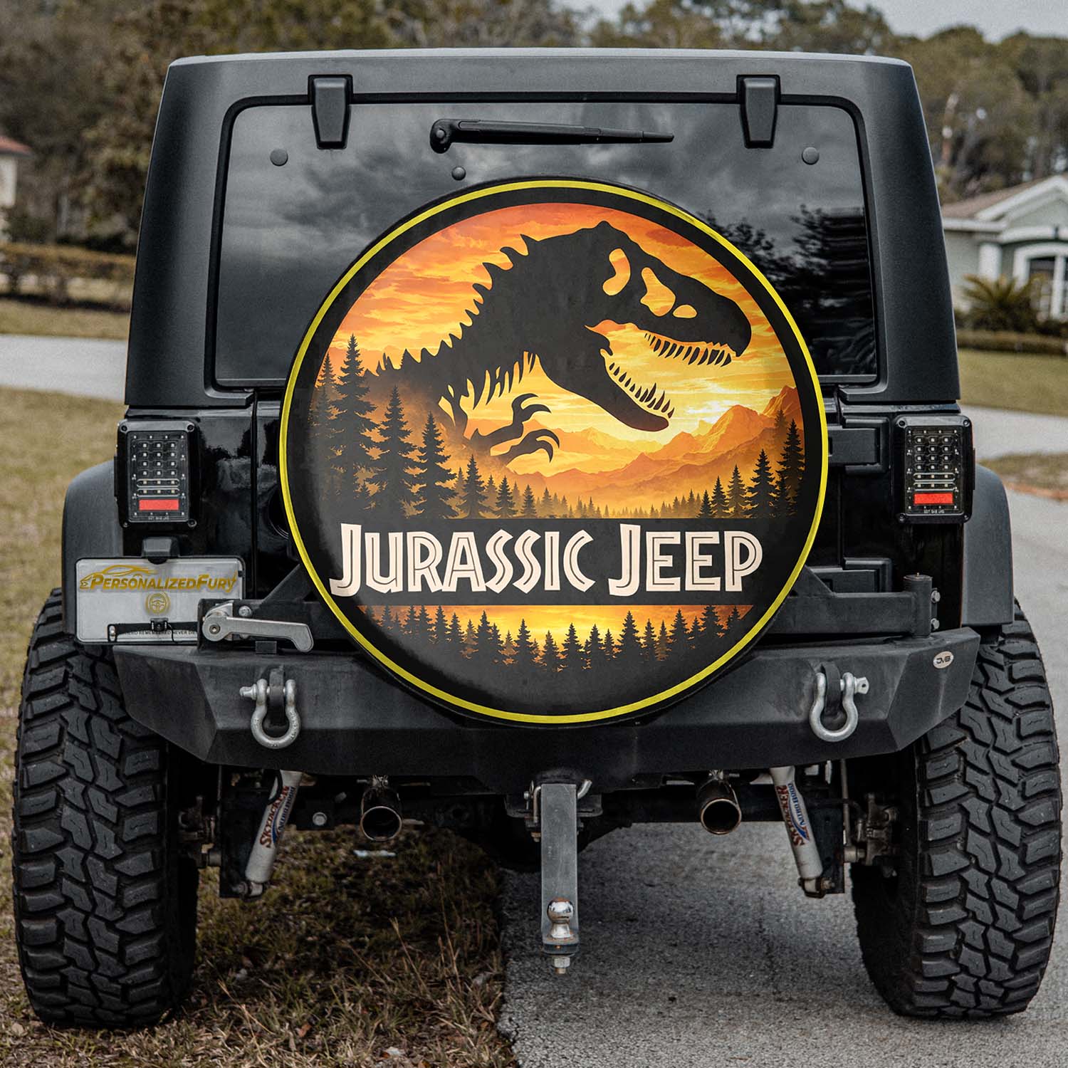 Wheel Cover Leather Spare Tire Cover – Jurassic Park Theme - Image 2