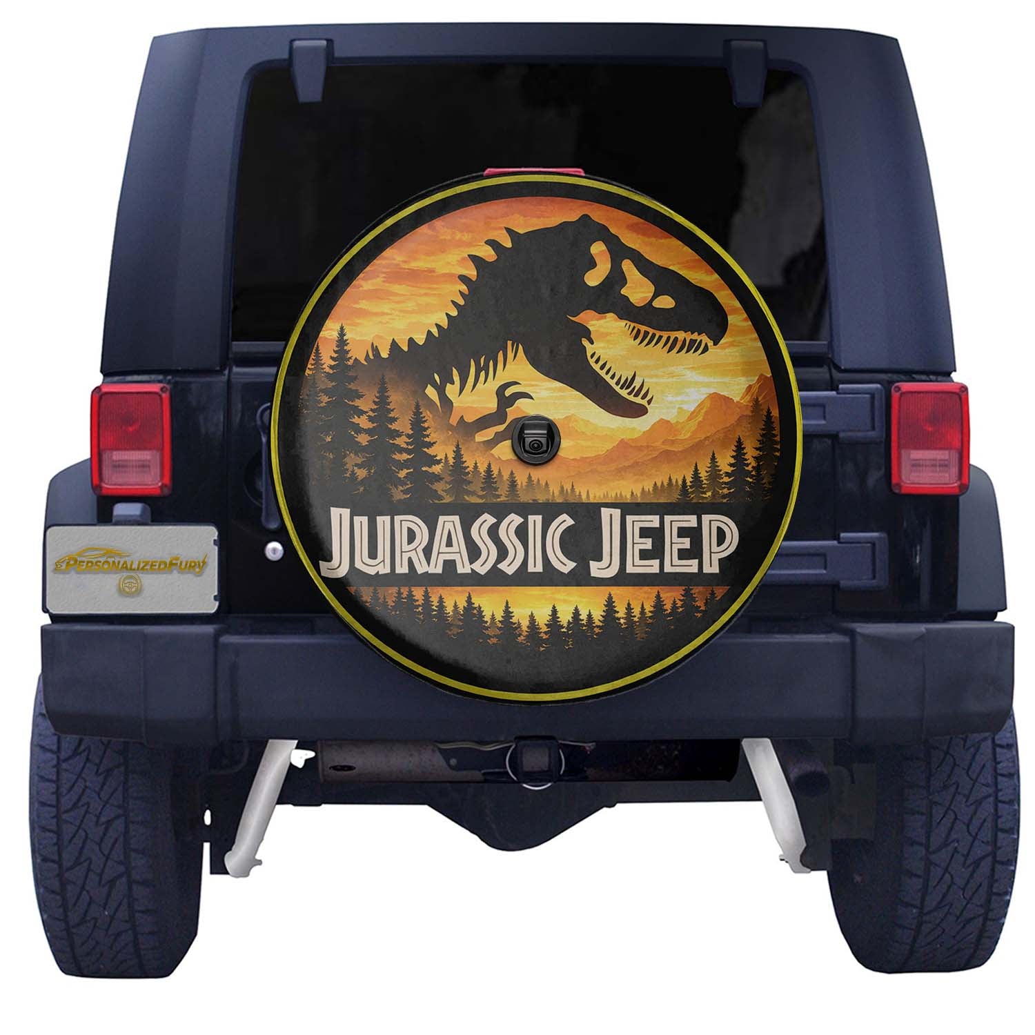 Wheel Cover Leather Spare Tire Cover – Jurassic Park Theme - Image 3