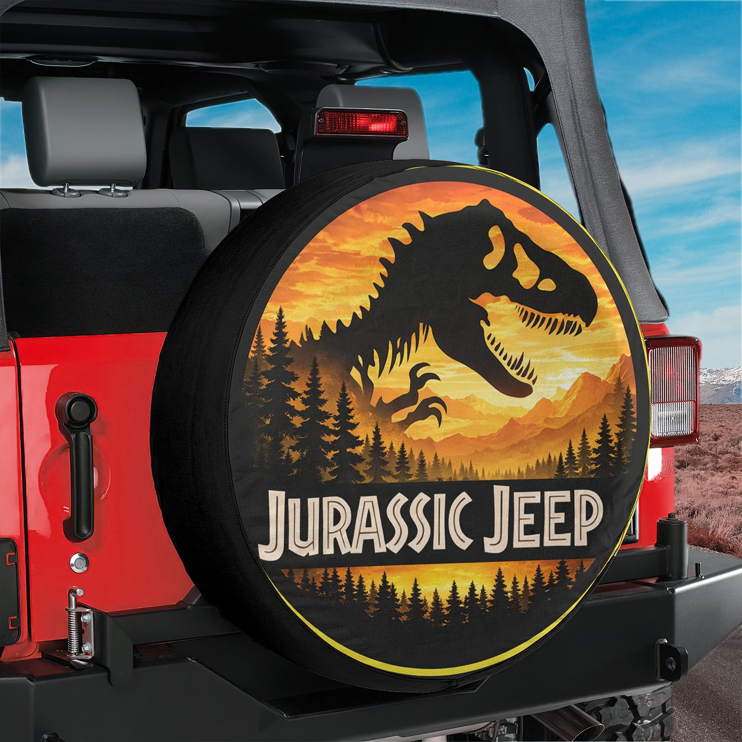 Wheel Cover Leather Spare Tire Cover – Jurassic Park Theme - Image 6