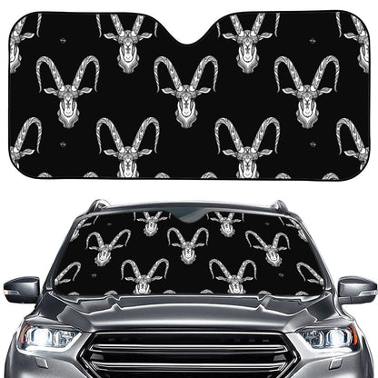 White And Black Capricorn Sign Print Car Windshield Sun Shade