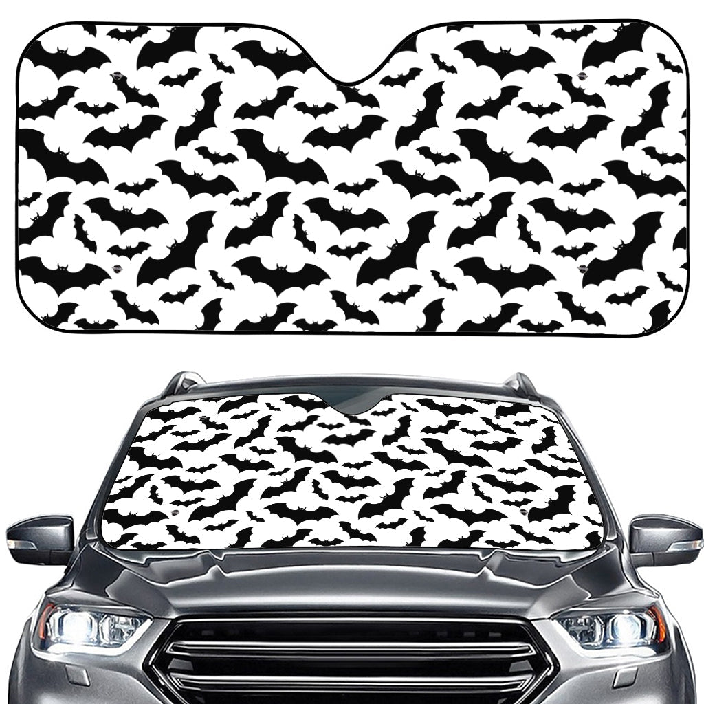 White And Black Halloween Bat Print Car Windshield Sun Shade