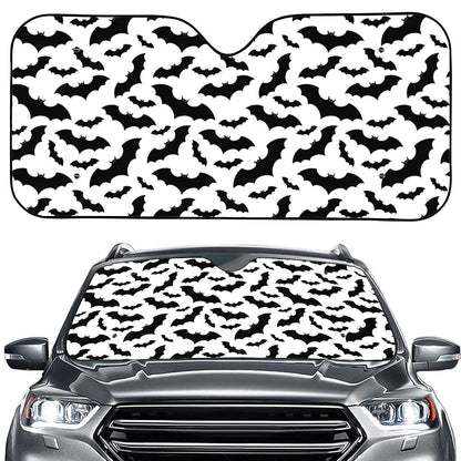 White And Black Halloween Bat Print Car Windshield Sun Shade