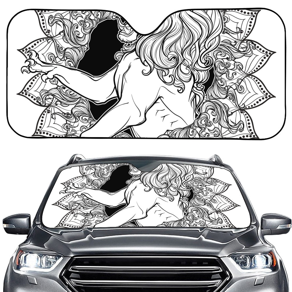 White And Black Leo Sign Print Car Windshield Sun Shade