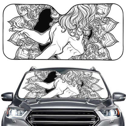 White And Black Leo Sign Print Car Windshield Sun Shade