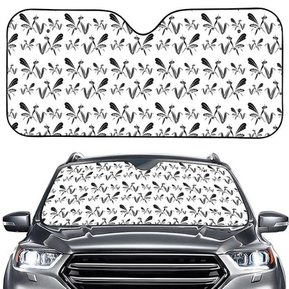 White And Black Mantis Pattern Print Car Windshield Sun Shade