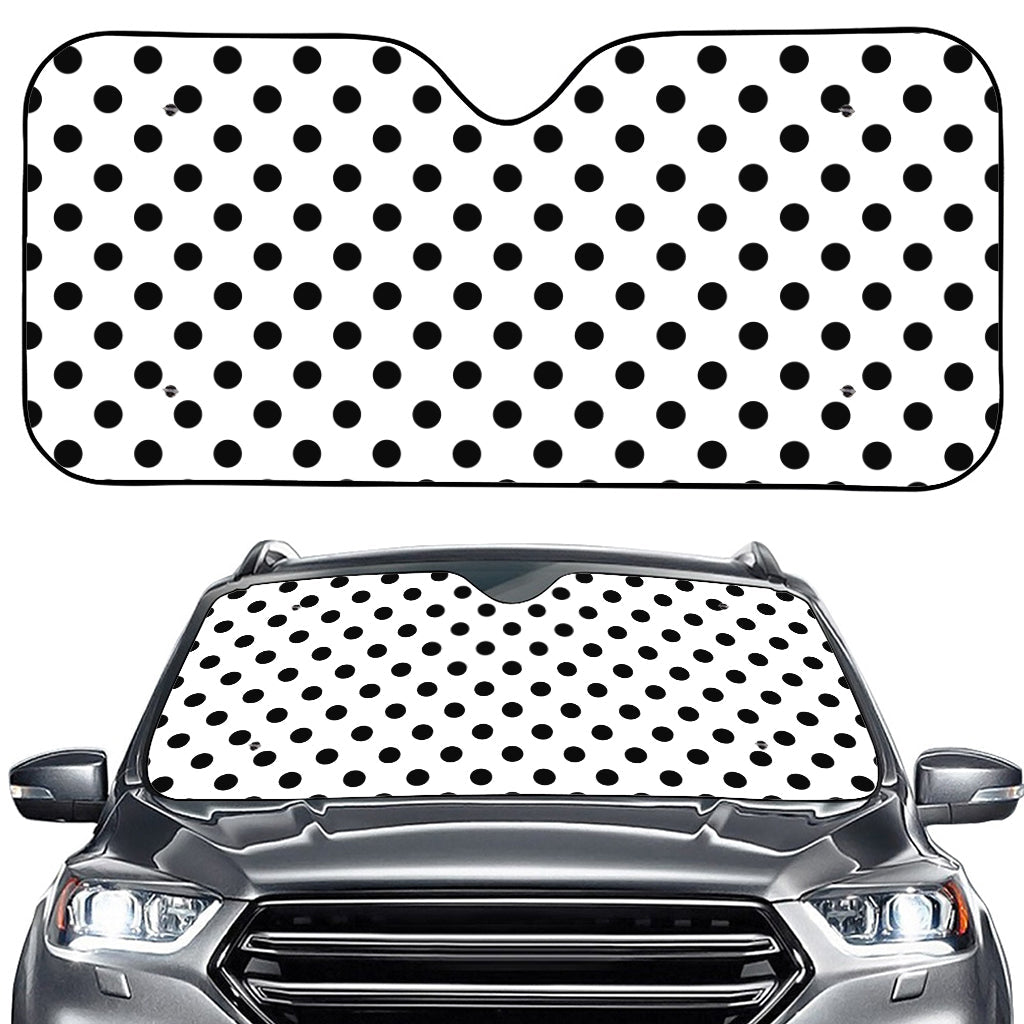 White And Black Polka Dot Pattern Print Car Windshield Sun Shade