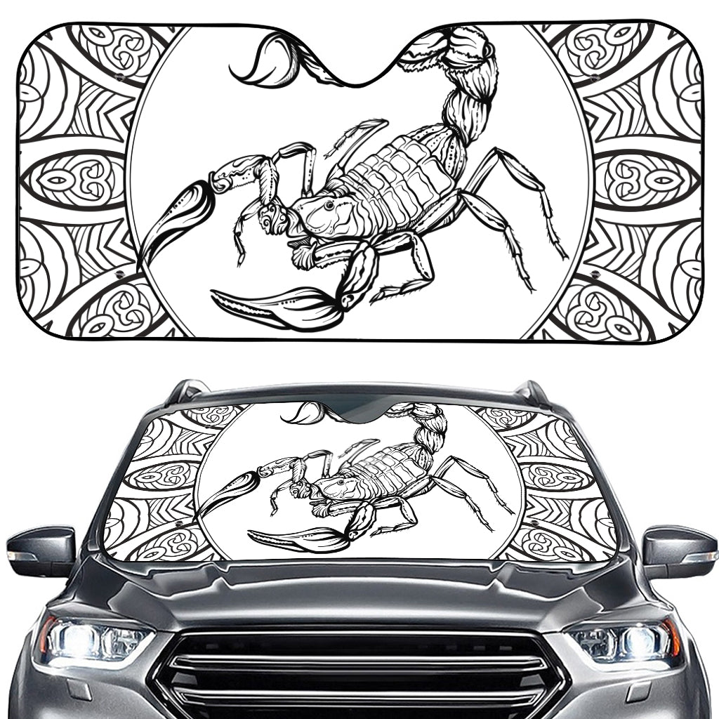White And Black Scorpio Sign Print Car Windshield Sun Shade