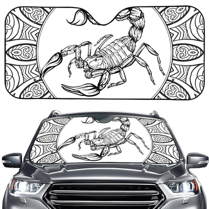 White And Black Scorpio Sign Print Car Windshield Sun Shade