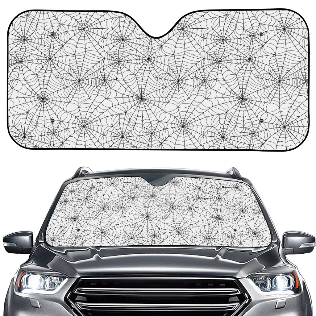 White And Black Spider Web Pattern Print Car Windshield Sun Shade