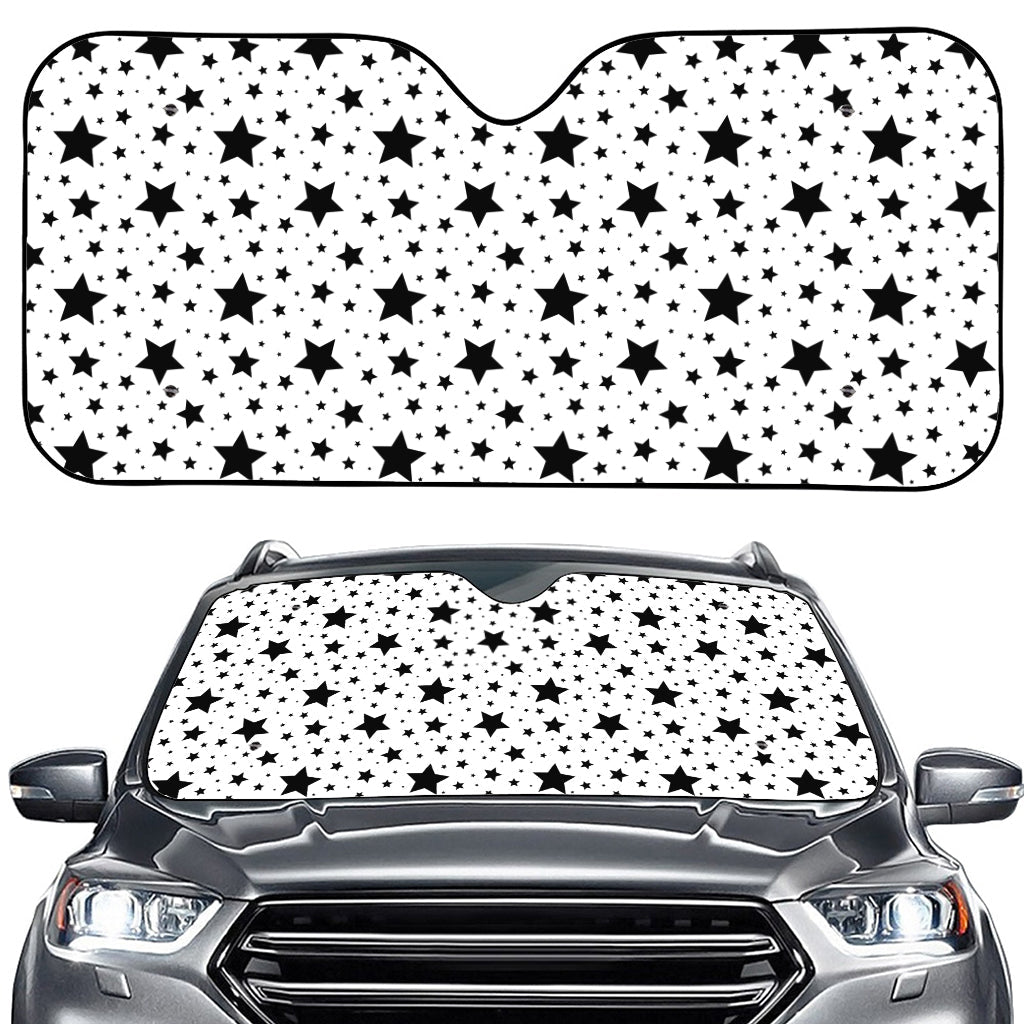 White And Black Star Pattern Print Car Windshield Sun Shade