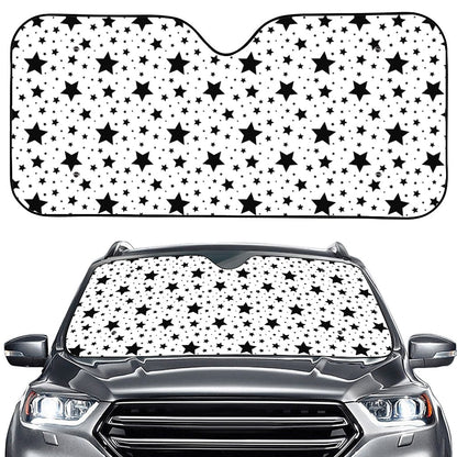 White And Black Star Pattern Print Car Windshield Sun Shade