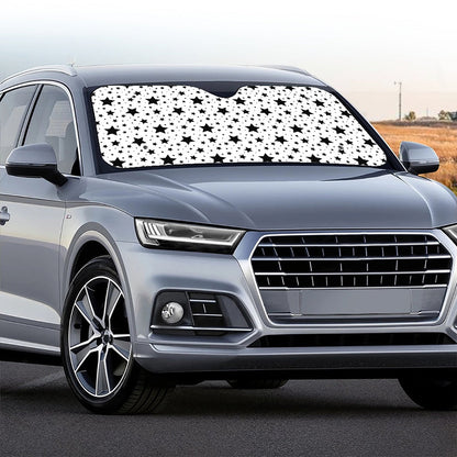 White And Black Star Pattern Print Car Windshield Sun Shade