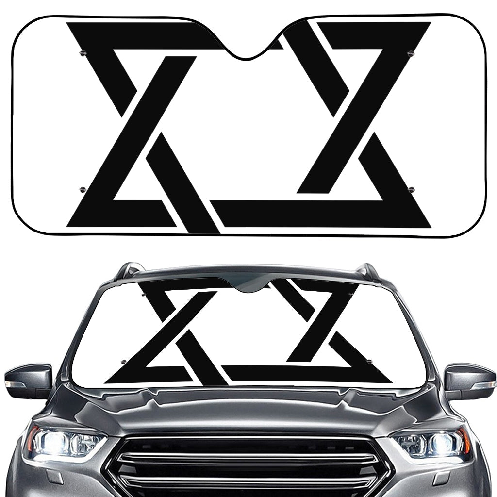 White And Black Star of David Print Car Windshield Sun Shade