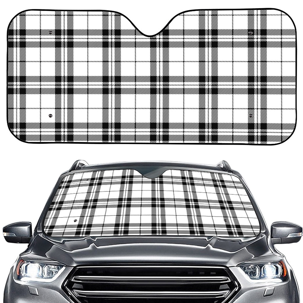 White And Black Tartan Pattern Print Car Windshield Sun Shade