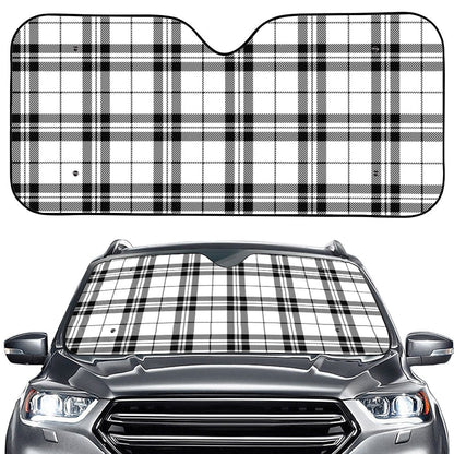 White And Black Tartan Pattern Print Car Windshield Sun Shade