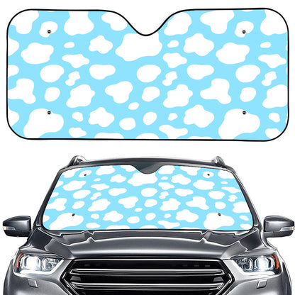 White And Blue Cow Print Car Windshield Sun Shade