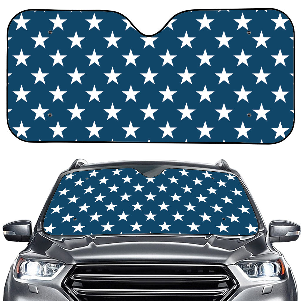 White And Blue USA Star Pattern Print Car Windshield Sun Shade