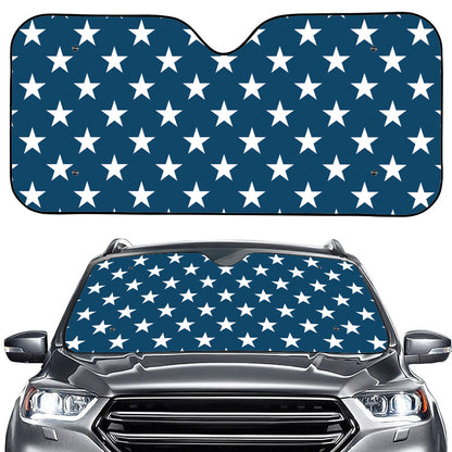 White And Blue USA Star Pattern Print Car Windshield Sun Shade