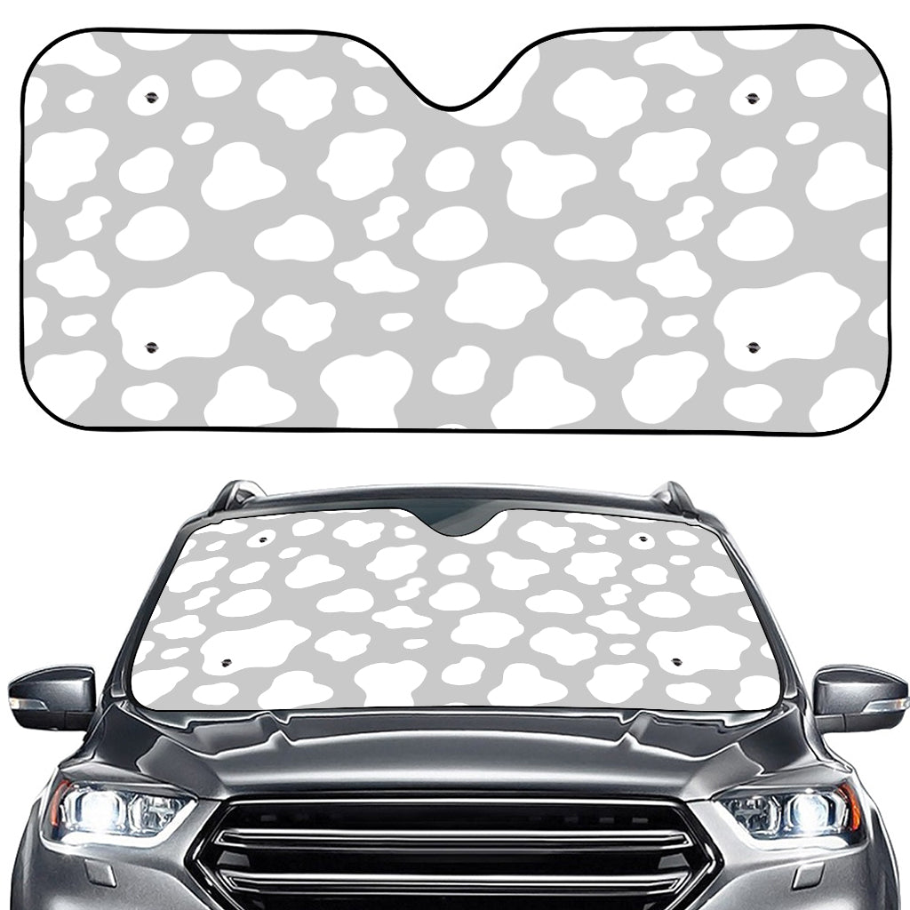 White And Grey Cow Print Car Windshield Sun Shade